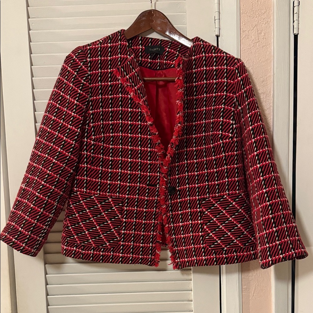 Talbots Twill Red Plaid Women's Jacket
